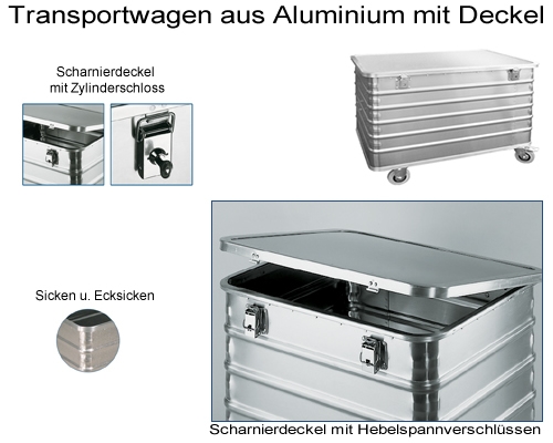 Transportwagen aus Aluminium 1280 x 730 x 935 mm (L x B x H)